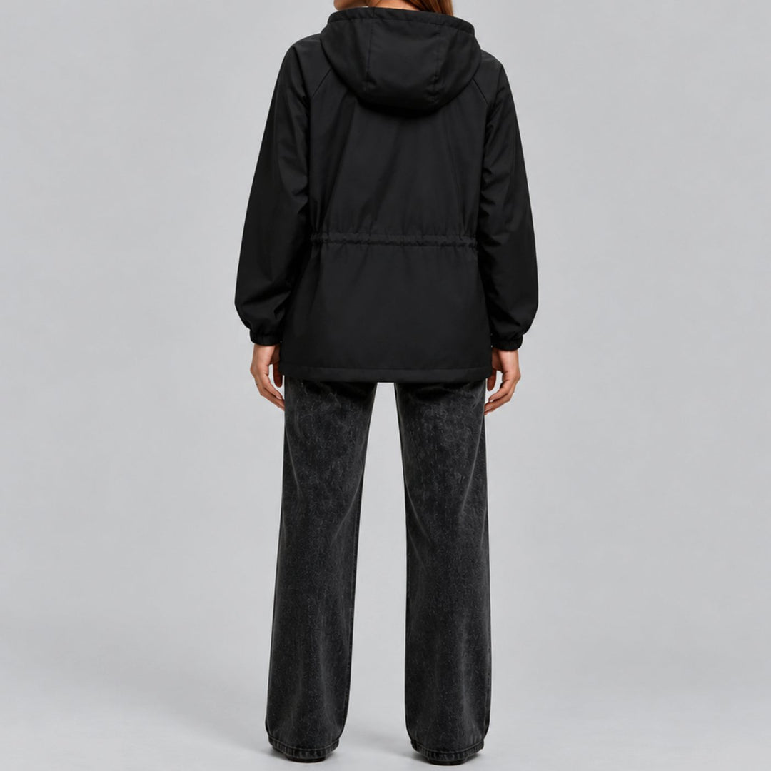 Dames Waterafstotende Windjas met Capuchon en Trekkoord Taille