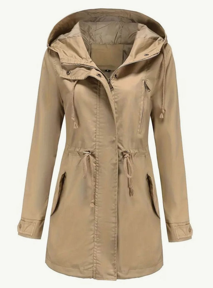 Dames Waterbestendige Hooded Parka Lange Jas - Khaki