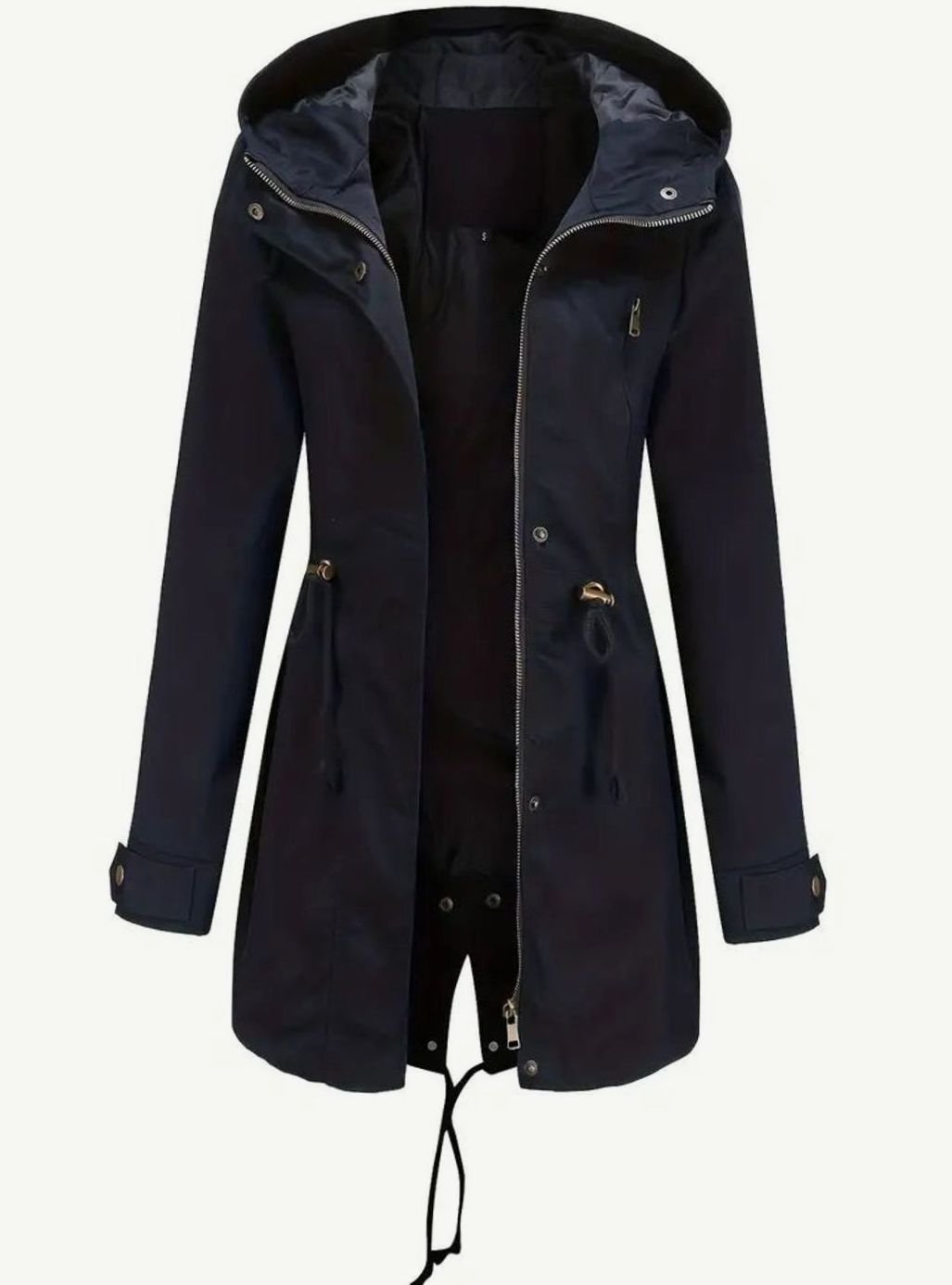Dames Waterbestendige Hooded Parka Lange Jas - Zwart