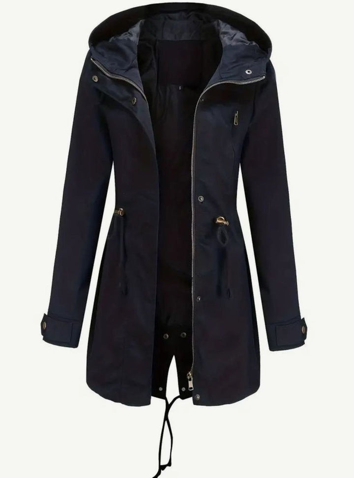 Dames Waterbestendige Hooded Parka Lange Jas - Zwart