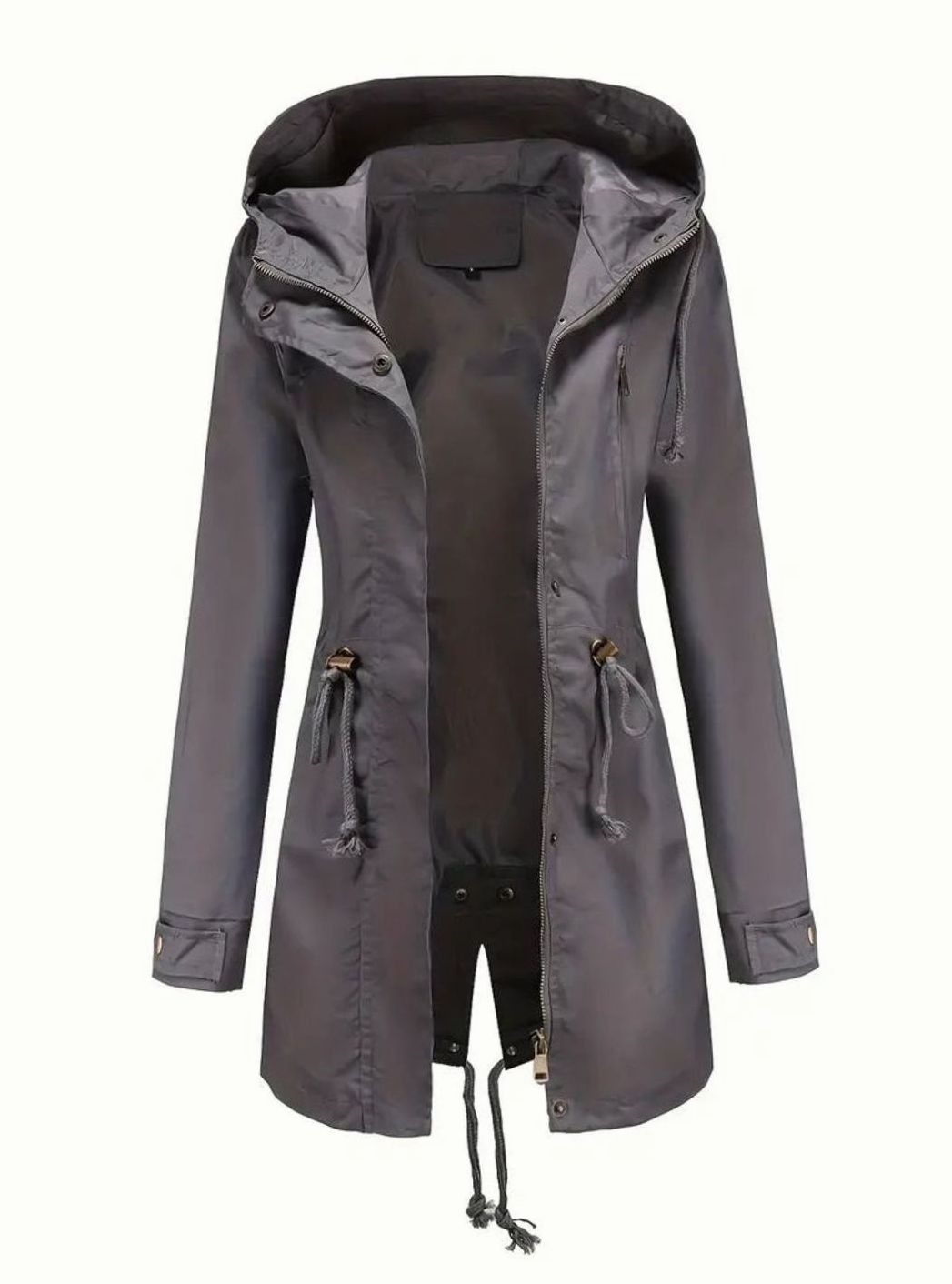 Dames Waterbestendige Hooded Parka Lange Jas - Grijs