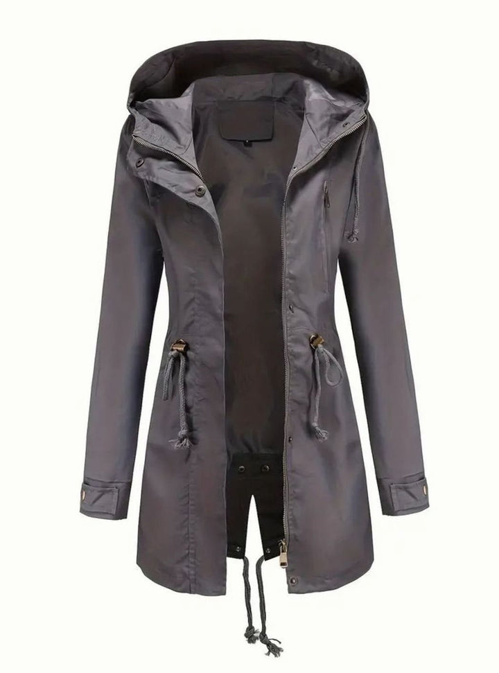 Dames Waterbestendige Hooded Parka Lange Jas - Grijs