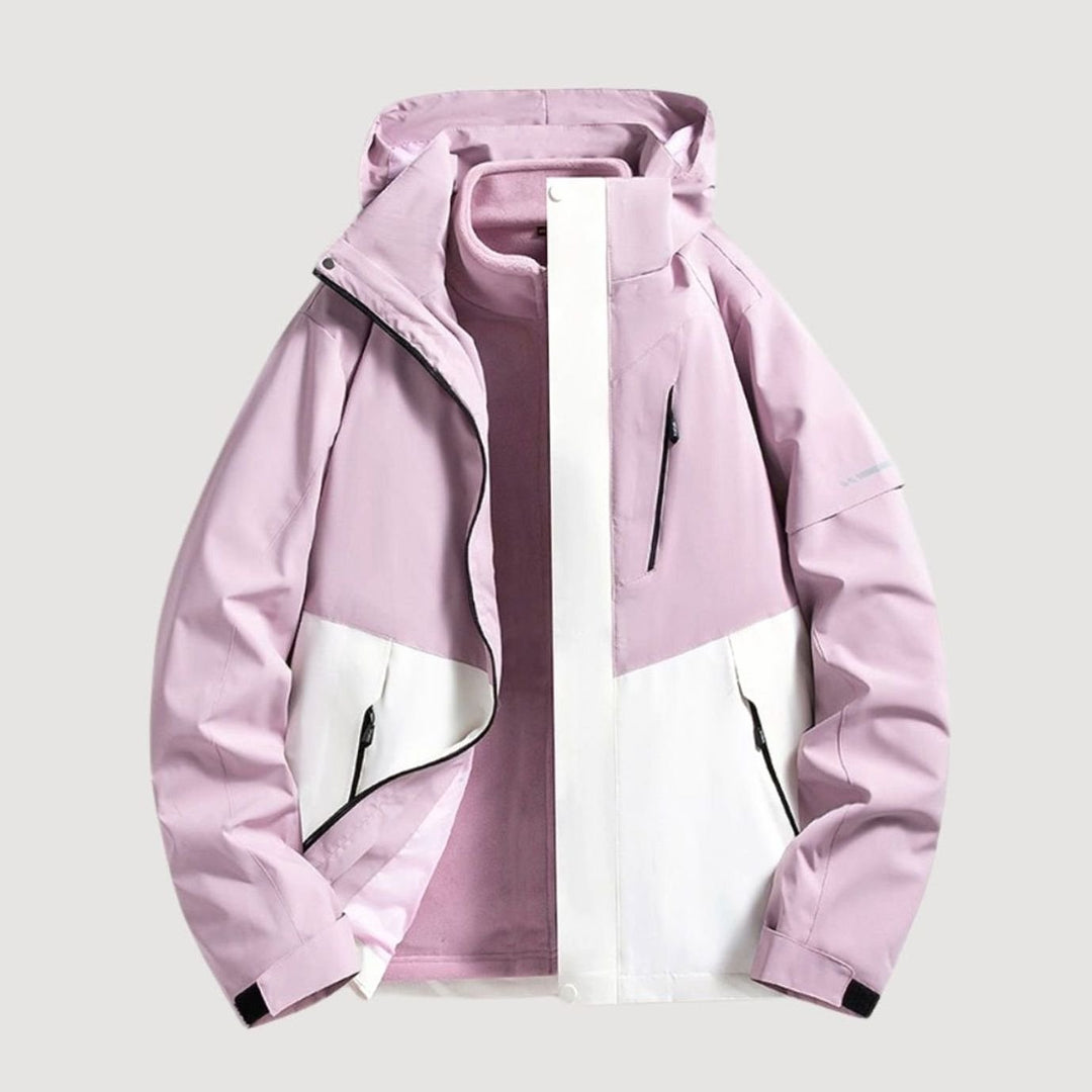 Dames Waterdichte Winterjas Afneembare Capuchon Fleece Kraag - Lichtlila