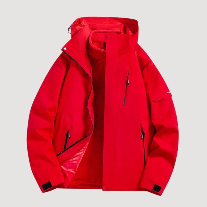 Dames Waterdichte Winterjas Afneembare Capuchon Fleece Kraag - Rood