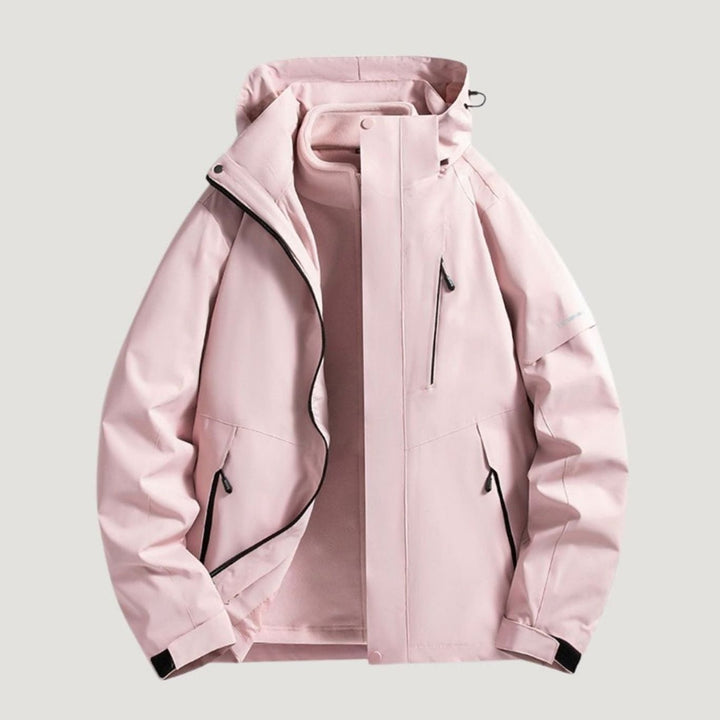 Dames Waterdichte Winterjas Afneembare Capuchon Fleece Kraag - Lichtroze