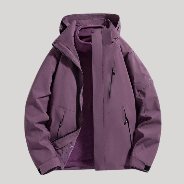 Dames Waterdichte Winterjas Afneembare Capuchon Fleece Kraag - Paars