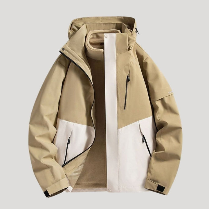 Dames Waterdichte Winterjas Afneembare Capuchon Fleece Kraag - Beige