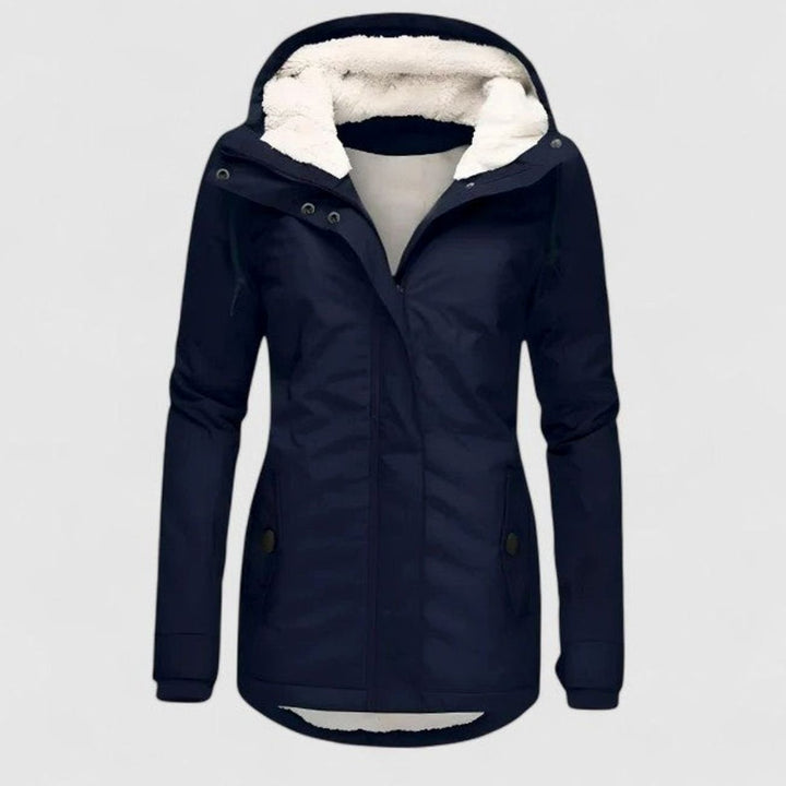 Dames Waterproof Fleece-Gevoerde Capuchonjas - Marineblauw