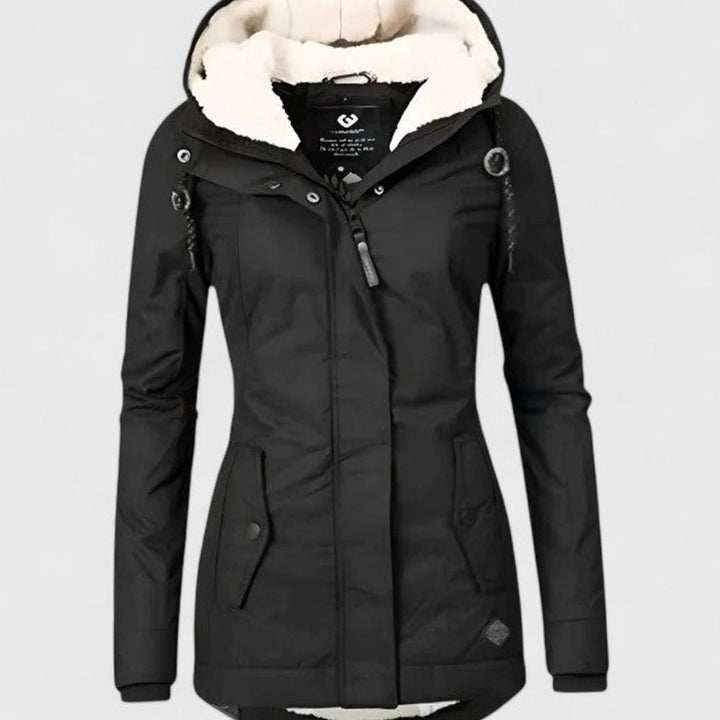 Dames Waterproof Fleece-Gevoerde Capuchonjas - Zwart