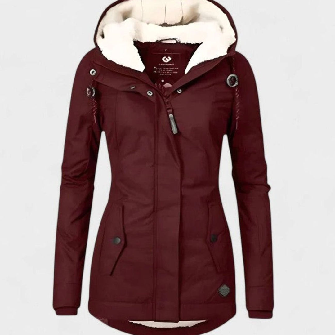 Dames Waterproof Fleece-Gevoerde Capuchonjas - Rood