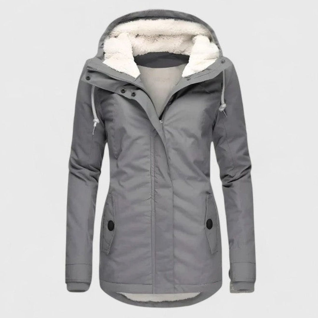 Dames Waterproof Fleece-Gevoerde Capuchonjas - Grijs