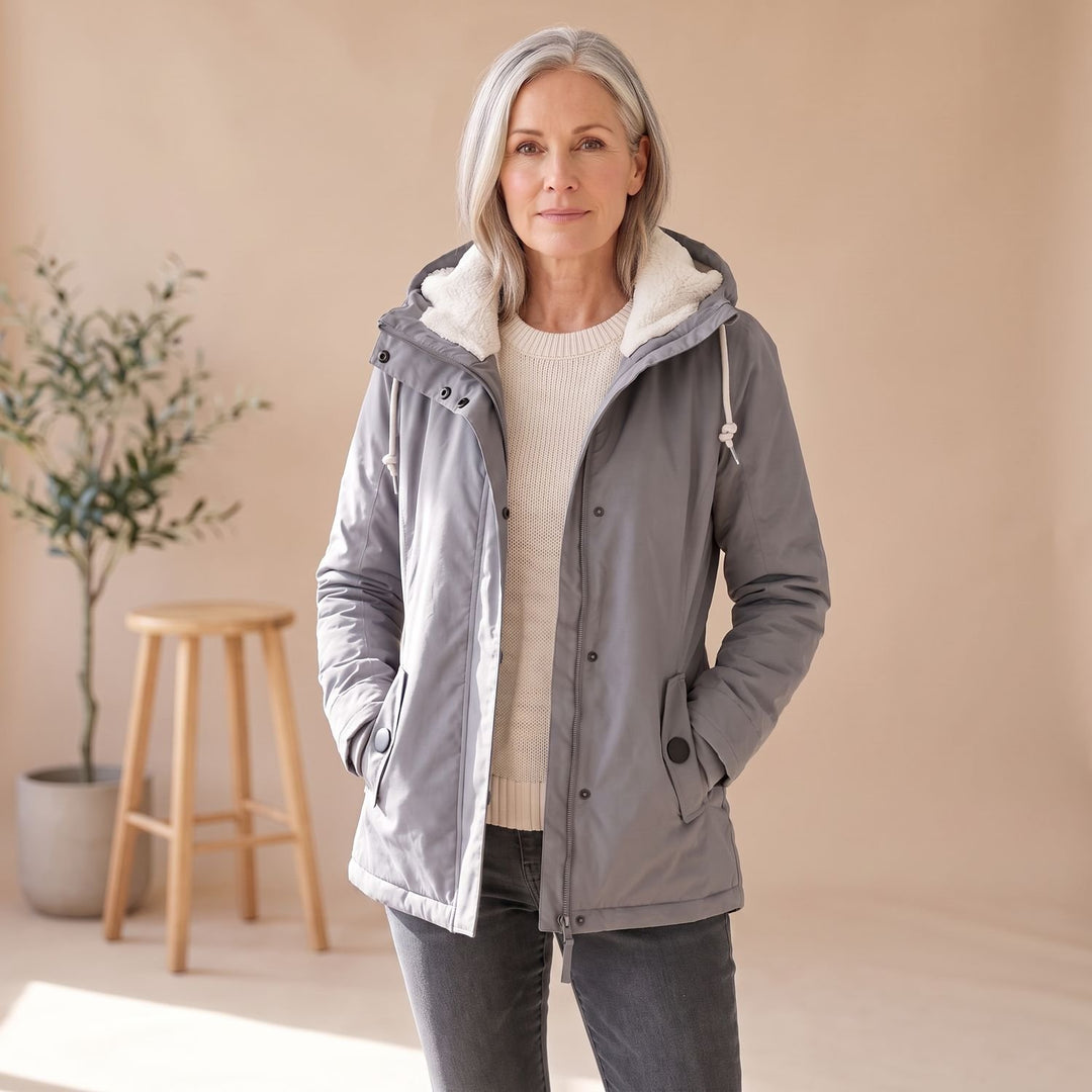 Dames Waterproof Fleece-Gevoerde Regenjas met Afneembare Capuchon