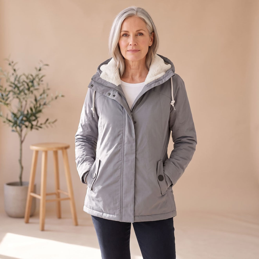 Dames Waterproof Fleece-Gevoerde Regenjas met Afneembare Capuchon