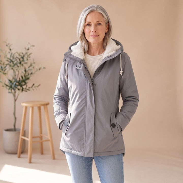 Dames Waterproof Fleece-Gevoerde Regenjas met Afneembare Capuchon