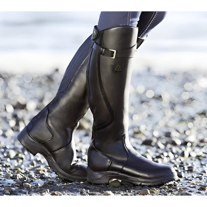 Dames Waterproof Leren Knee High Boots Warme Rijlaarzen - Zwart