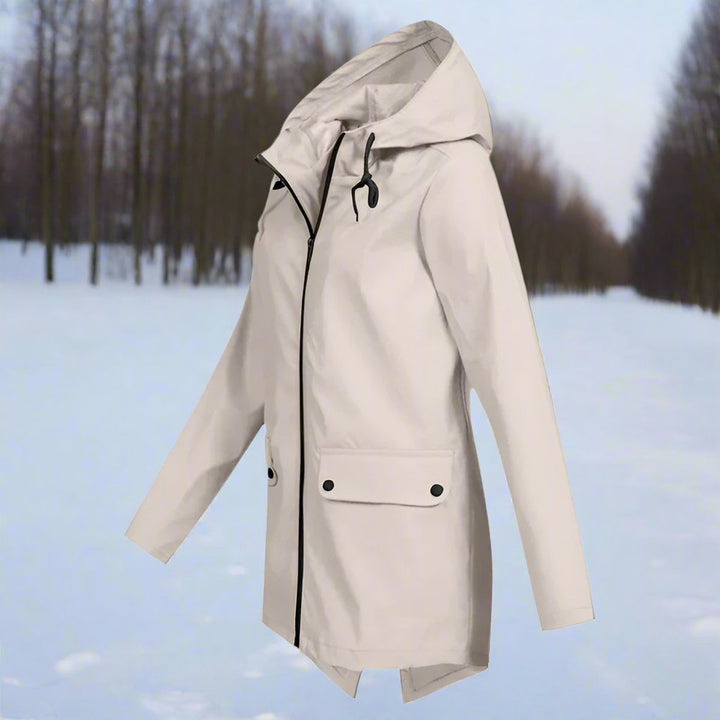 Dames Waterproof Regenjas Capuchon Ritssluiting Verstelbare Manchetten