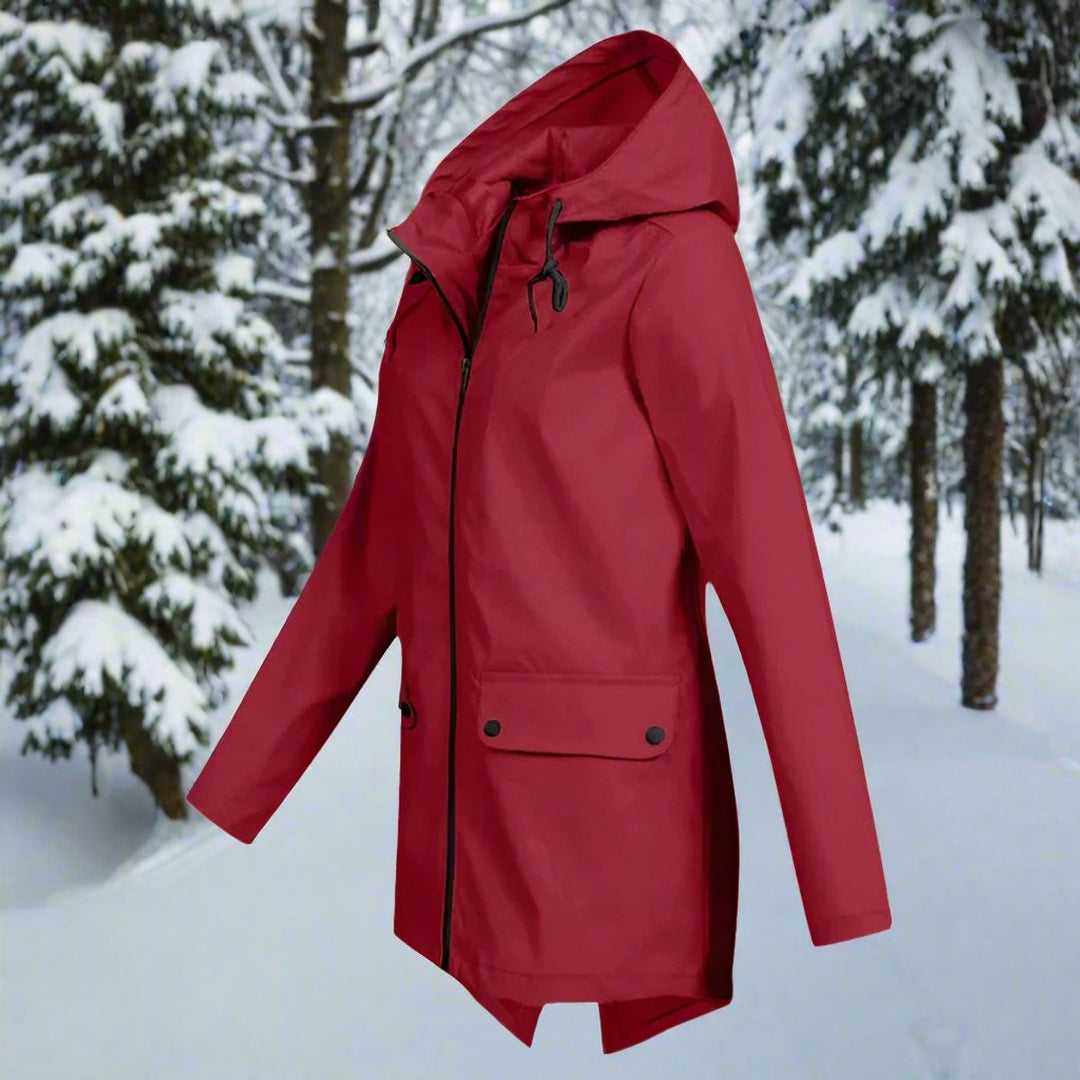 Dames Waterproof Regenjas Capuchon Ritssluiting Verstelbare Manchetten