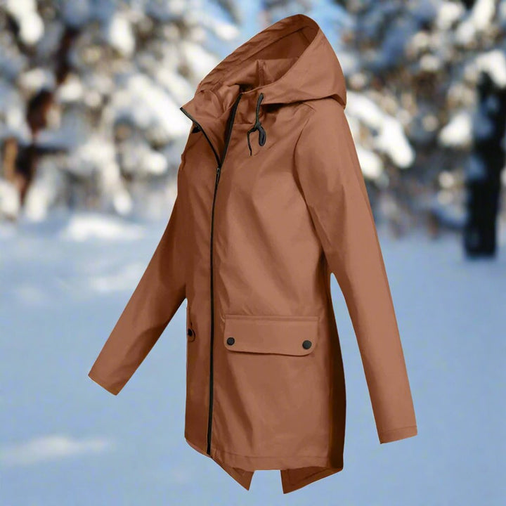 Dames Waterproof Regenjas Capuchon Ritssluiting Verstelbare Manchetten