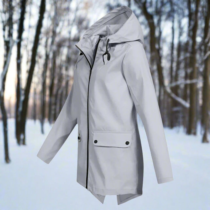 Dames Waterproof Regenjas Capuchon Ritssluiting Verstelbare Manchetten