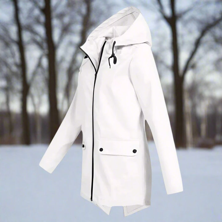 Dames Waterproof Regenjas Capuchon Ritssluiting Verstelbare Manchetten