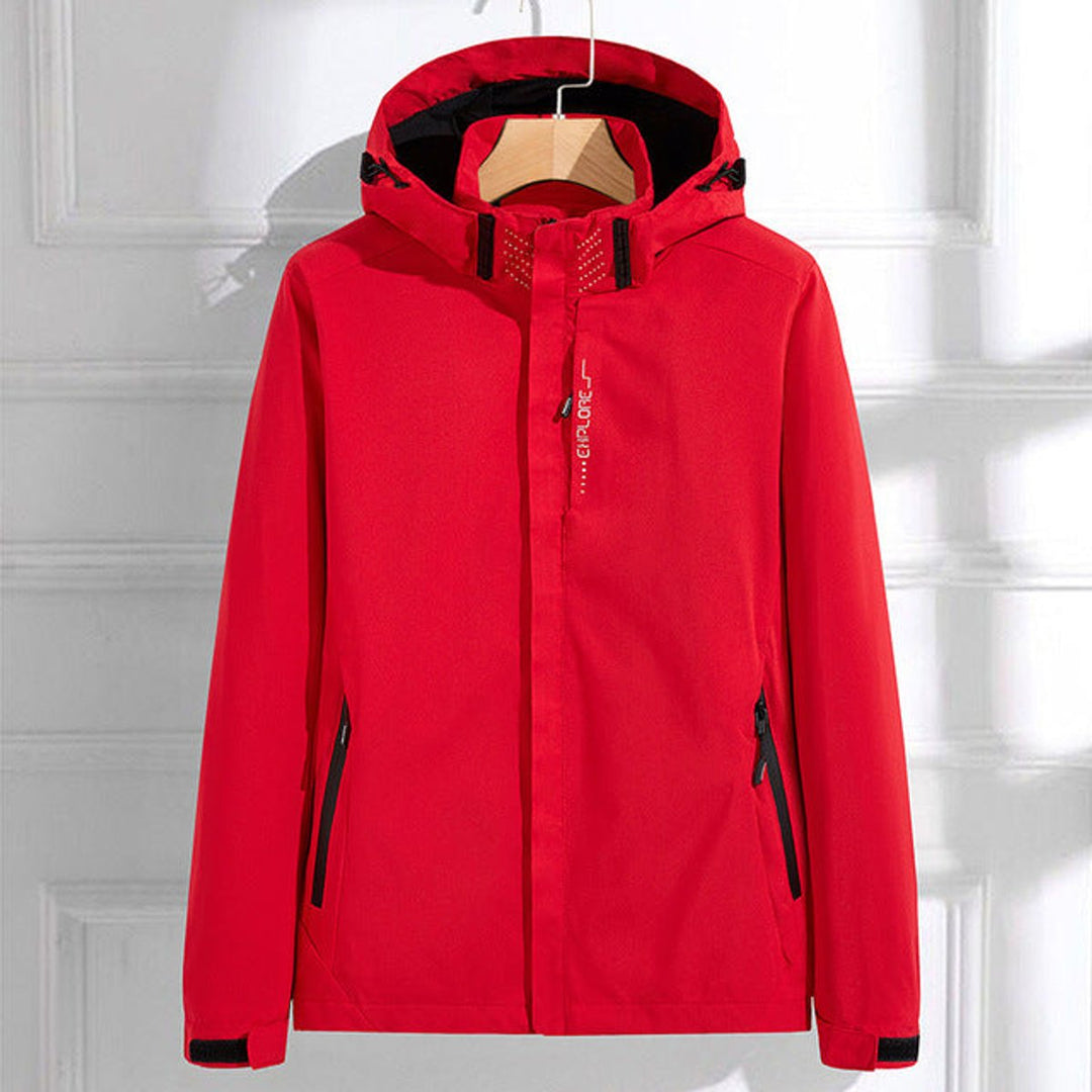 Dames Waterproof Verstelbare Regenjas met Afneembare Capuchon - Rood