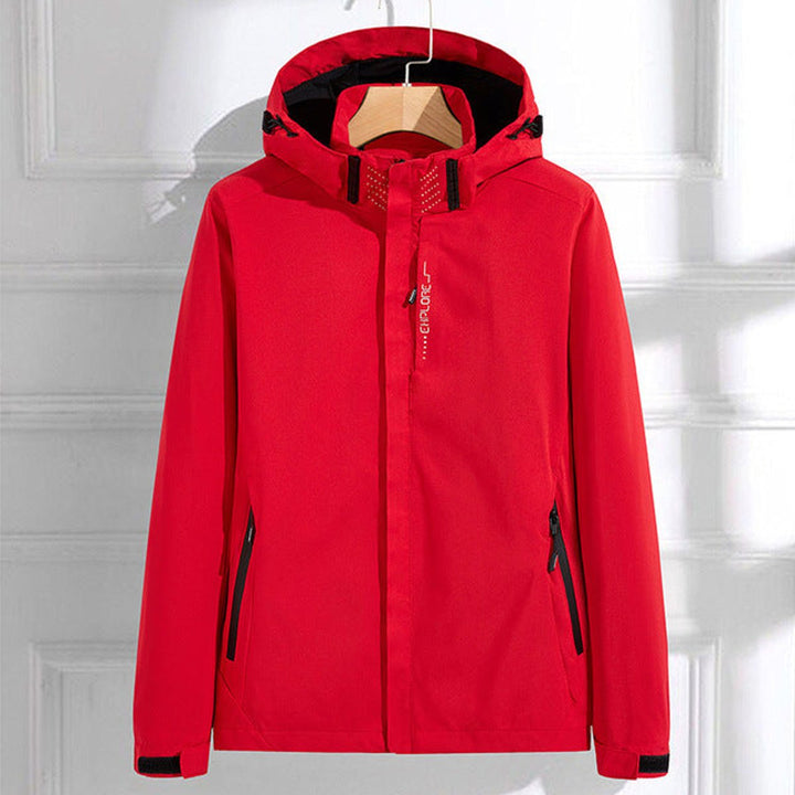 Dames Waterproof Verstelbare Regenjas met Afneembare Capuchon - Rood