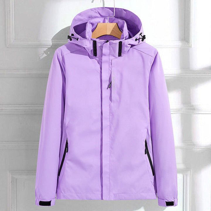 Dames Waterproof Verstelbare Regenjas met Afneembare Capuchon - Lila