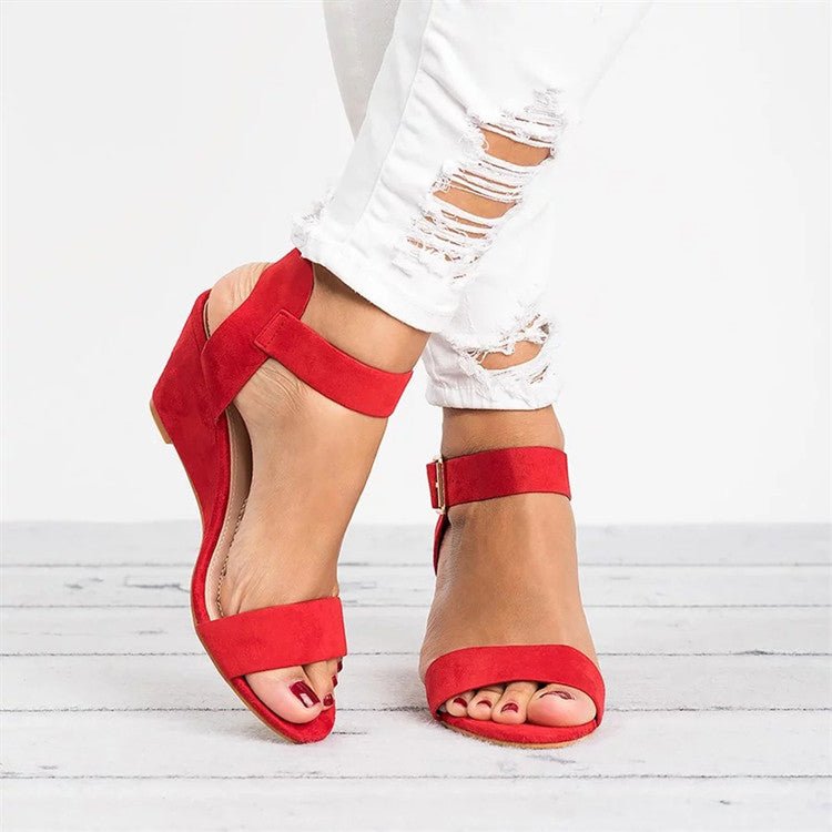Dames Wedge Enkelbandjes Sandalen - Red