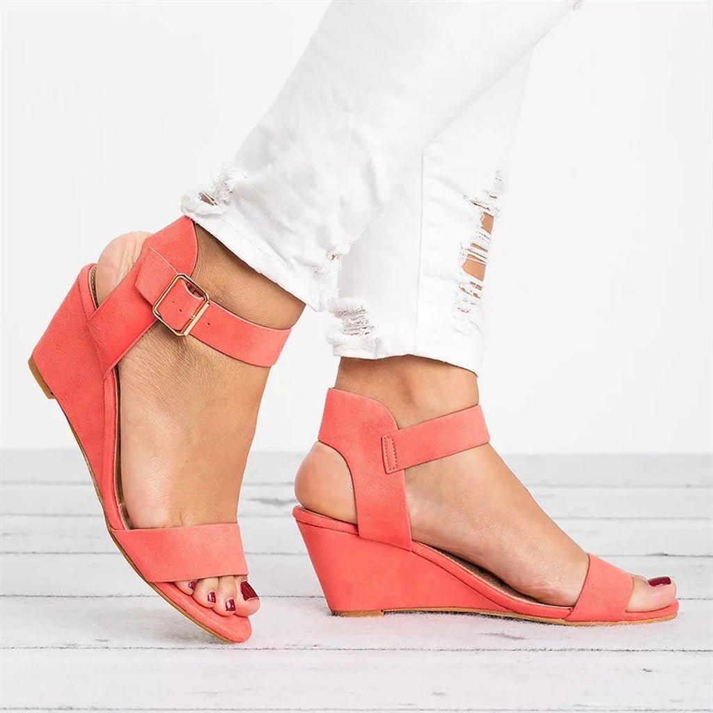 Dames Wedge Enkelbandjes Sandalen - Light Red