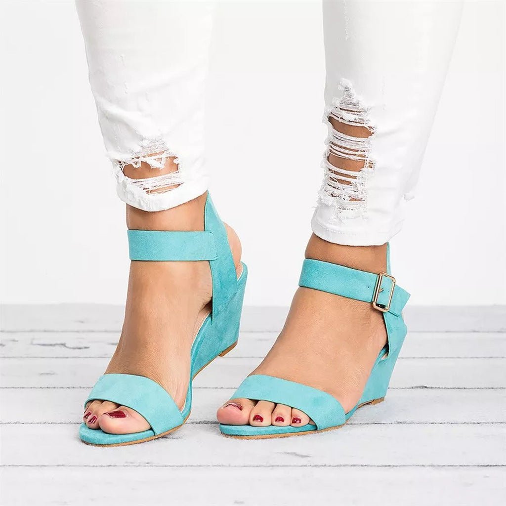 Dames Wedge Enkelbandjes Sandalen - Sky Blue