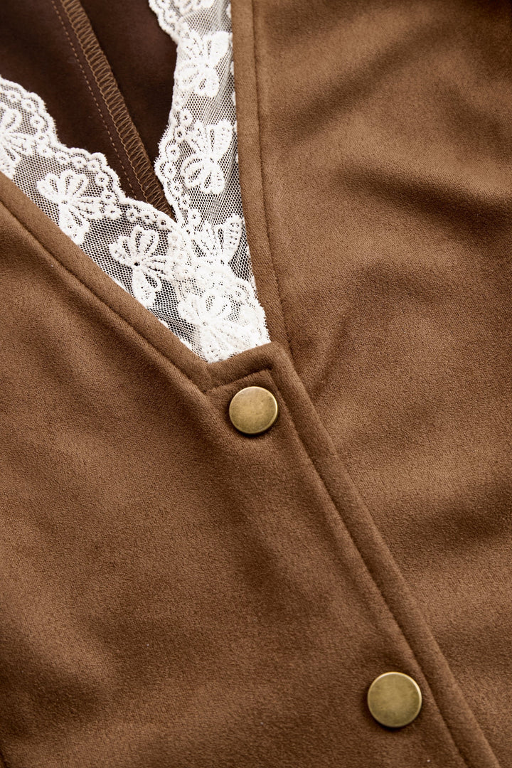 Dames Western Kanten Lange Mouw V-hals Getailleerde Blouse