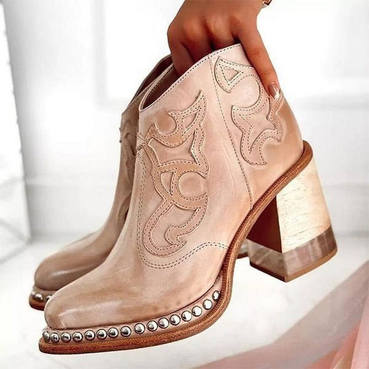 Dames Western Laarzen Mid-Calf Blokhak Studs