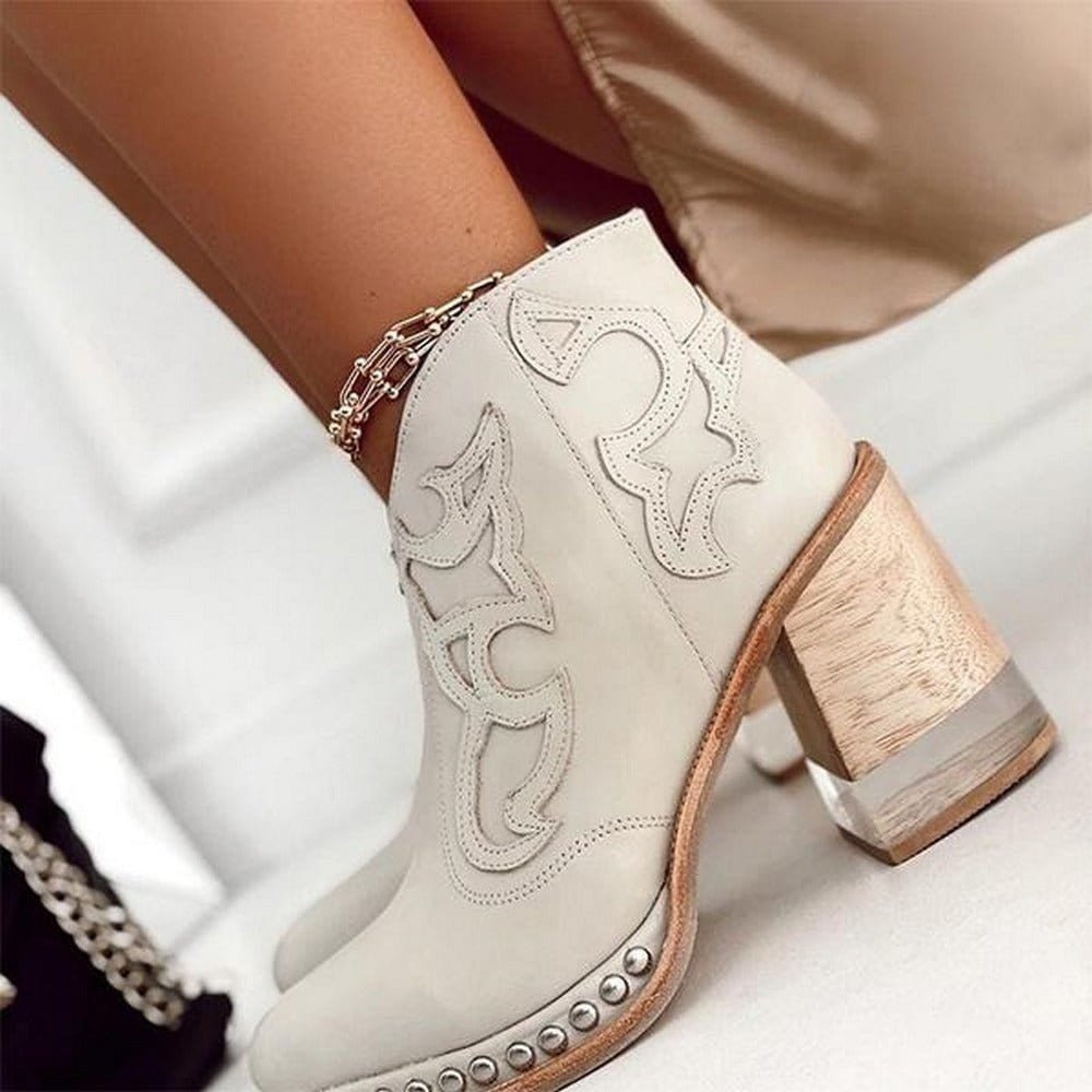 Dames Western Laarzen Mid-Calf Blokhak Studs