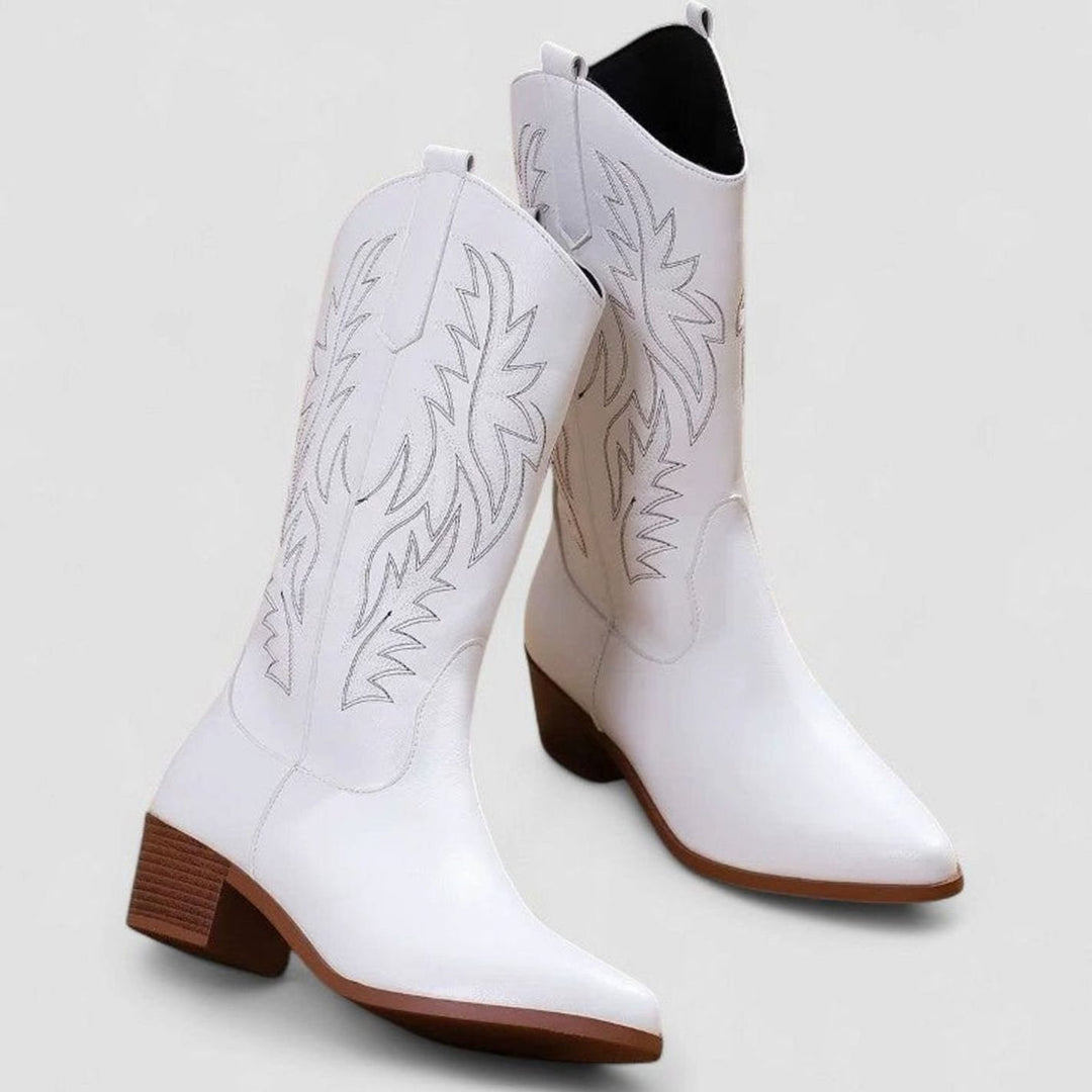Dames Western Laarzen Orthopedische Blokhak Borduursel