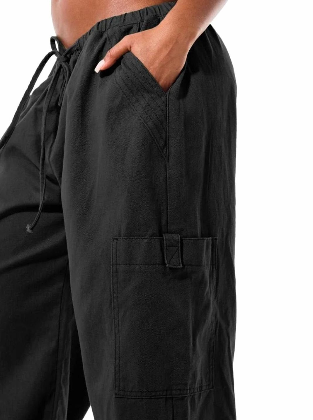 Dames Wijde Cargo Broek met Trekkoord Taille en Cargozakken