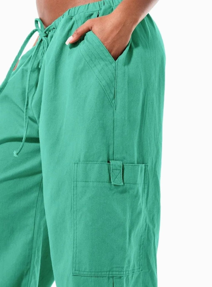 Dames Wijde Cargo Broek met Trekkoord Taille en Cargozakken