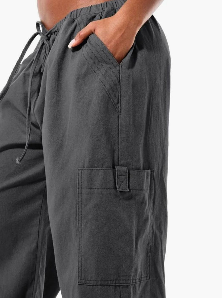 Dames Wijde Cargo Broek met Trekkoord Taille en Cargozakken