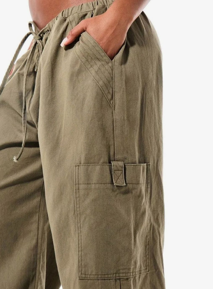 Dames Wijde Cargo Broek met Trekkoord Taille en Cargozakken