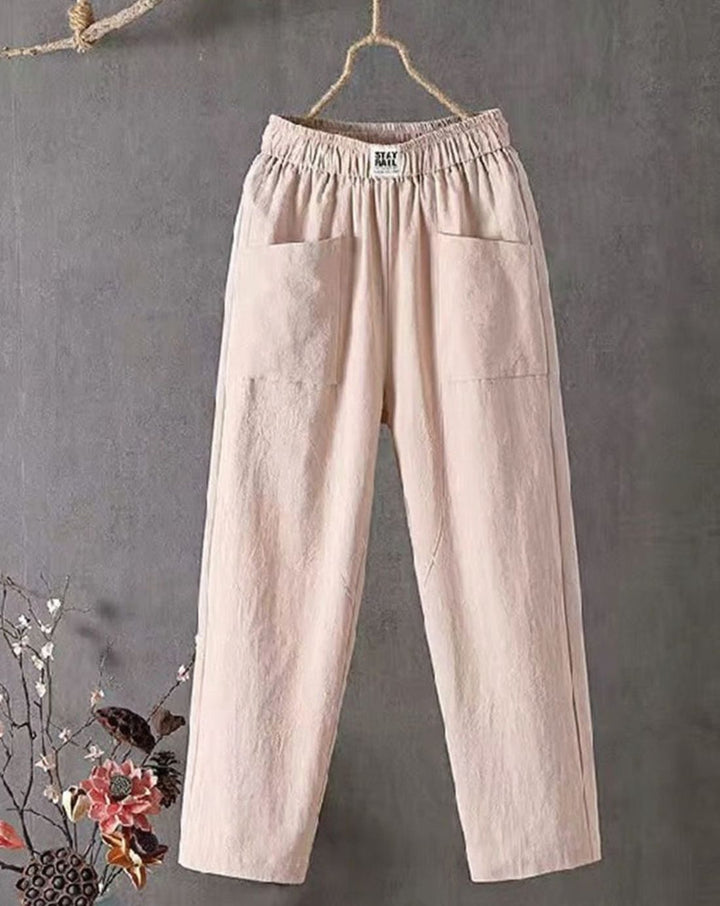 Dames Wijde Hoge Taille Broek met Zijzakken - Khaki