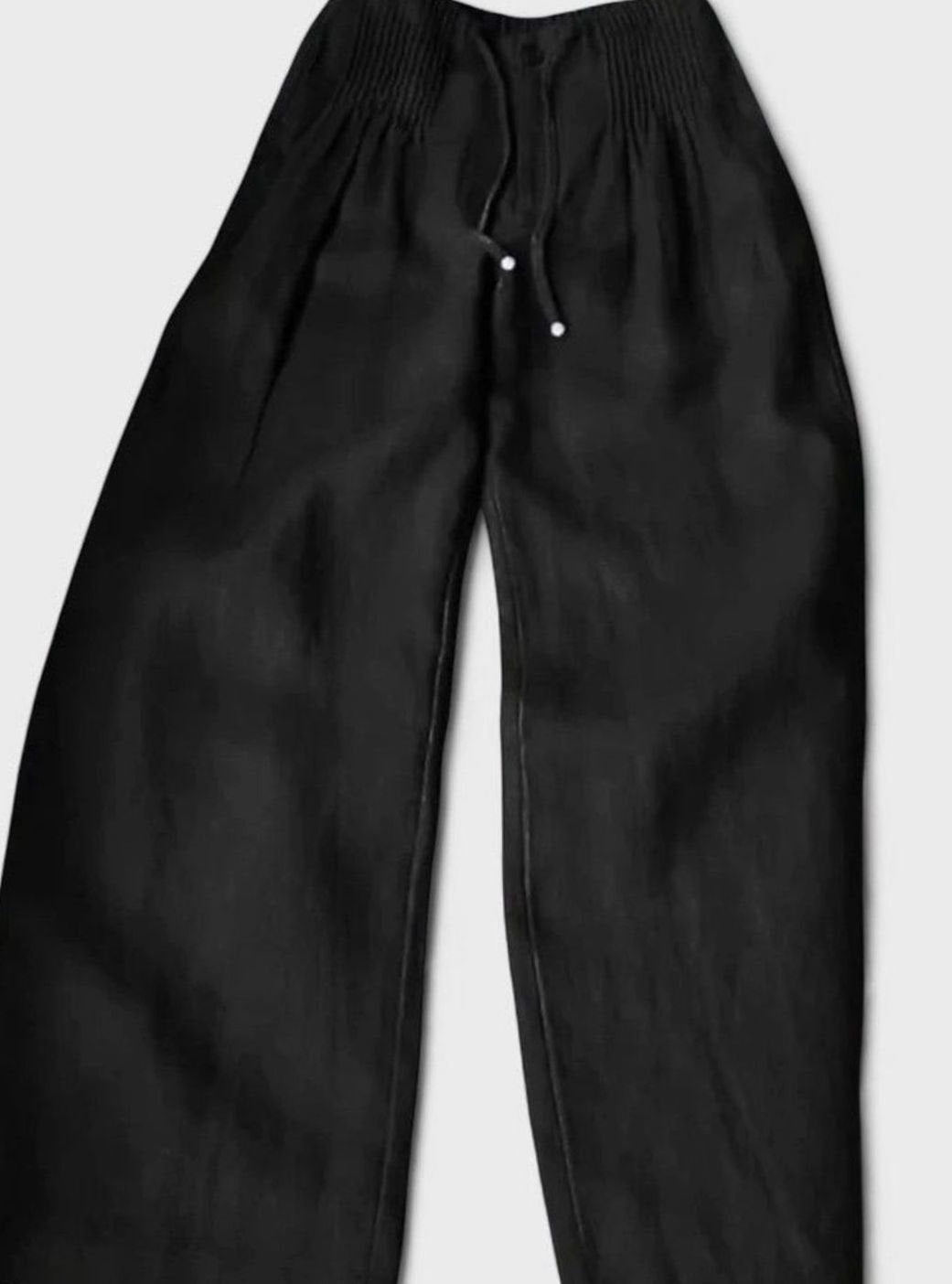 Dames Wijdvallende Comfortbroek met Trekkoord Hoge Taille - Zwart