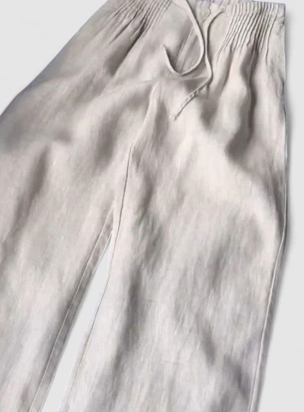 Dames Wijdvallende Comfortbroek met Trekkoord Hoge Taille - Abrikoos