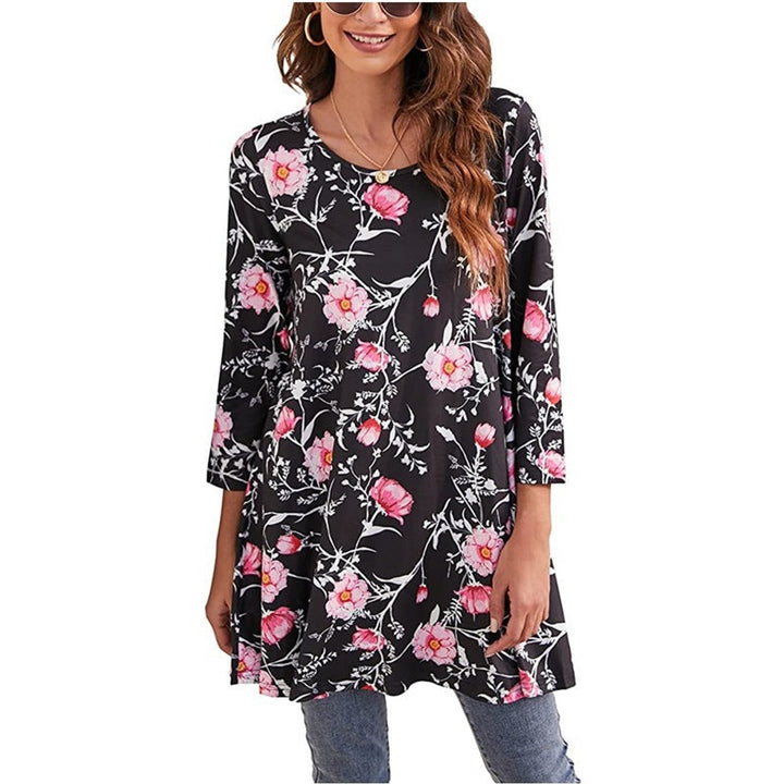 Dames Wijdvallende Mandalaprint Tunic met Driekwartmouw - A4