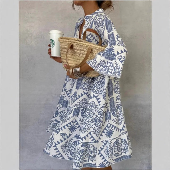Dames Wijdvallende Tunic Jurk Bloemenprint