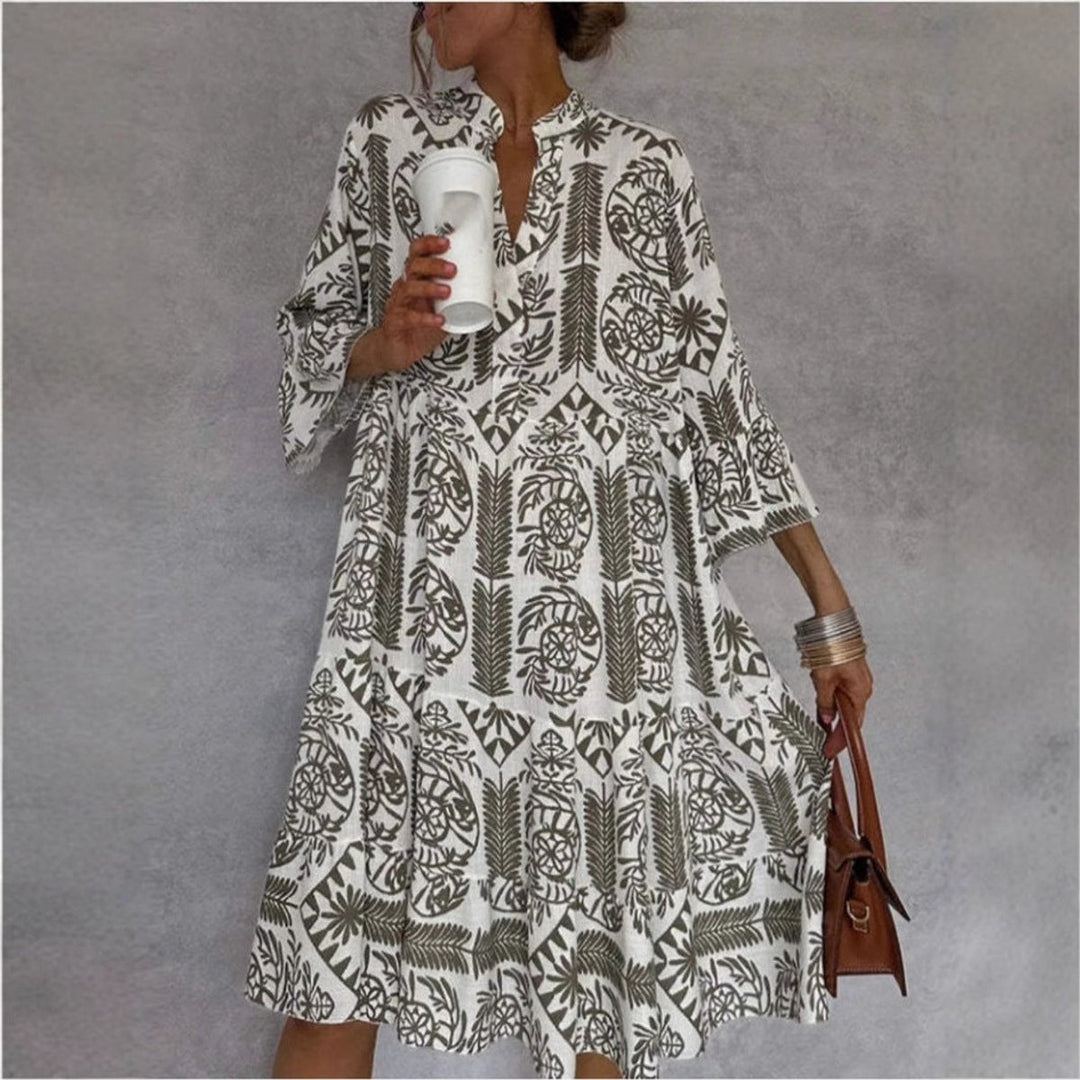 Dames Wijdvallende Tunic Jurk Bloemenprint