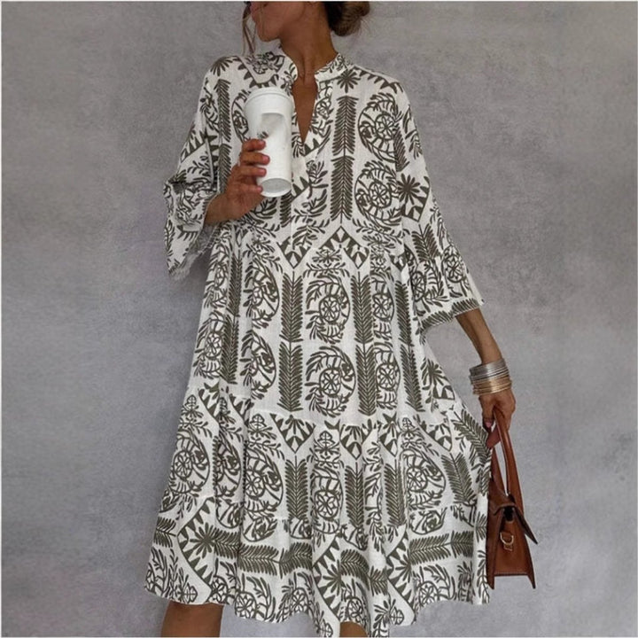 Dames Wijdvallende Tunic Jurk Bloemenprint
