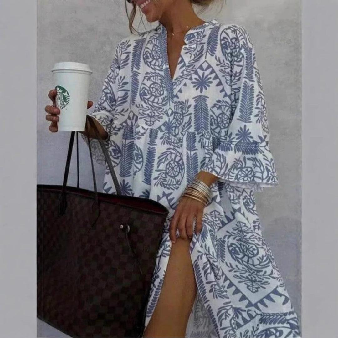 Dames Wijdvallende Tunic Jurk Bloemenprint
