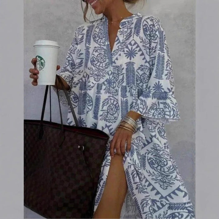 Dames Wijdvallende Tunic Jurk Bloemenprint