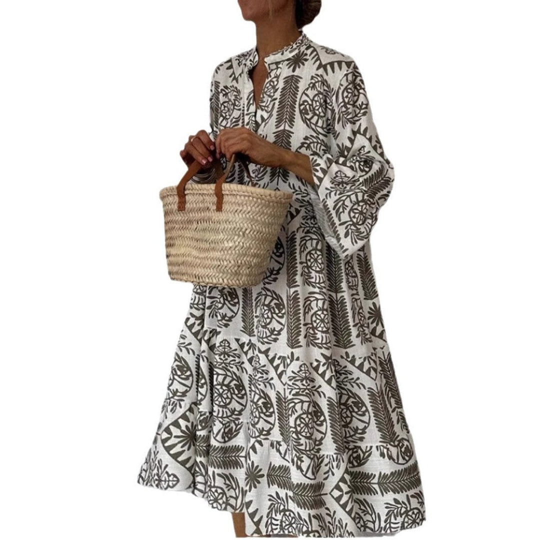 Dames Wijdvallende Tunic Jurk Bloemenprint