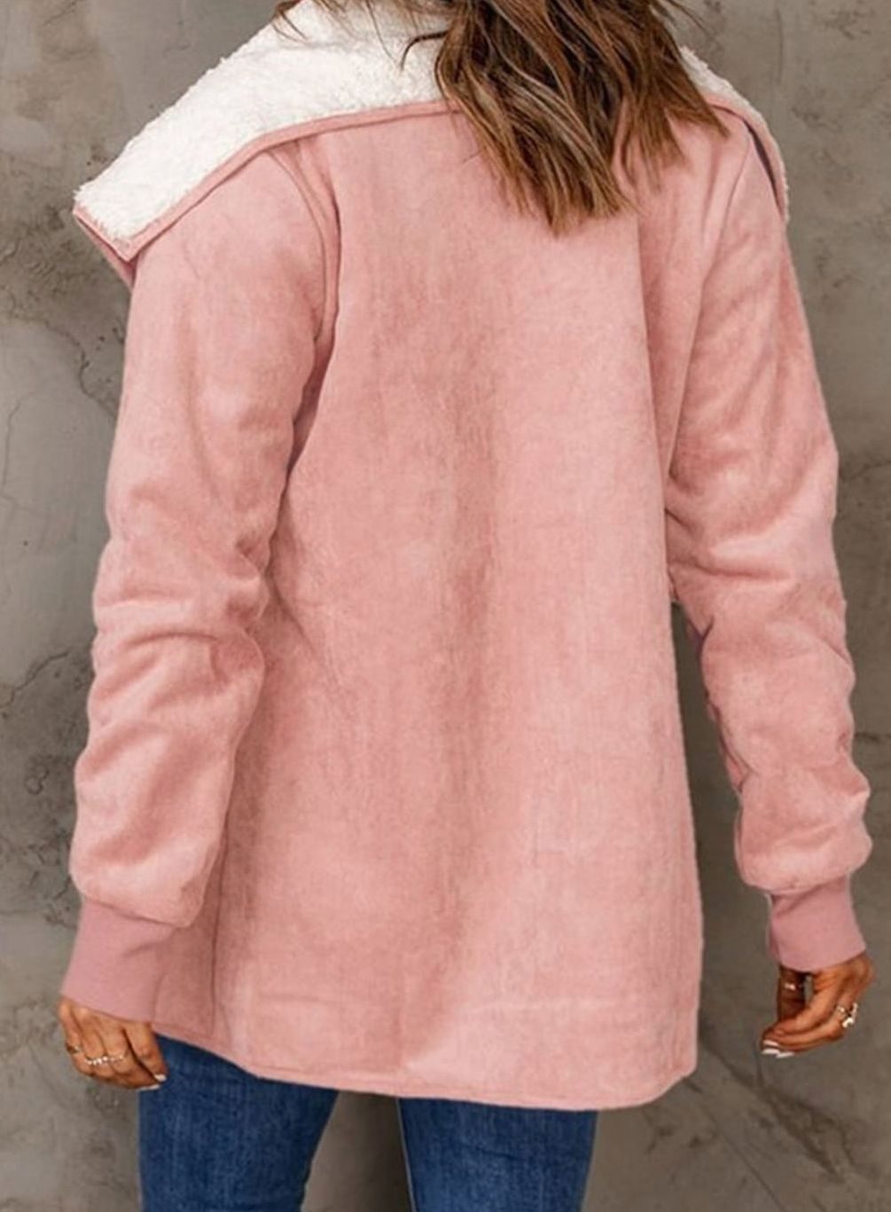 Dames Winterjas Sherpa Gevoerde Suède Open-Front Jas