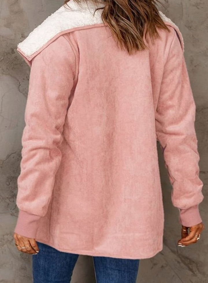 Dames Winterjas Sherpa Gevoerde Suède Open-Front Jas